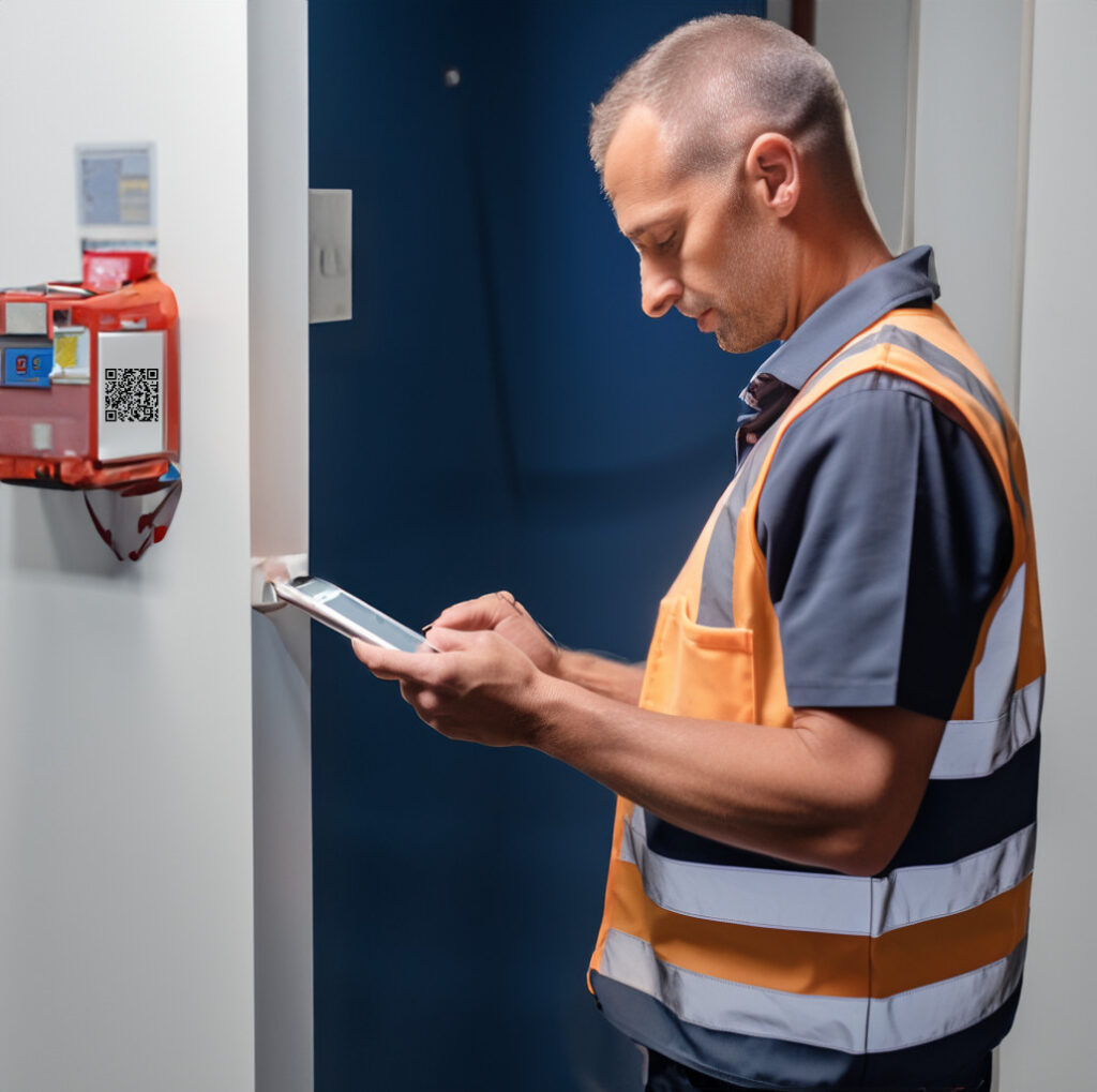 technicien qui scan un QR code